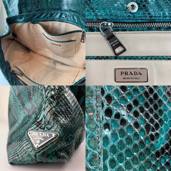 Rare Prada oversized clutch purse in genuine green python snakeskin leather nwot - Picture 16 of 16